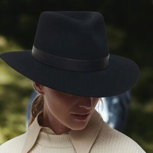 Janessa Leone Ross Package Wool Fedora Black Hat Size XL